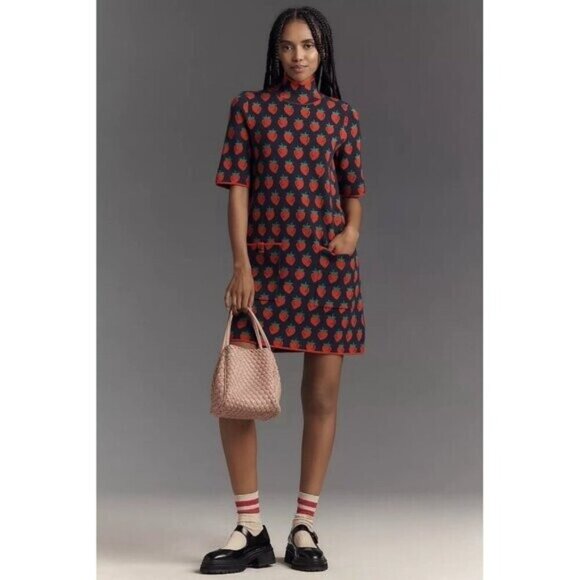 NWT Size M - Anthropologie The Annalise Mock Neck Mini Sweater Dress - Picture 3 of 16